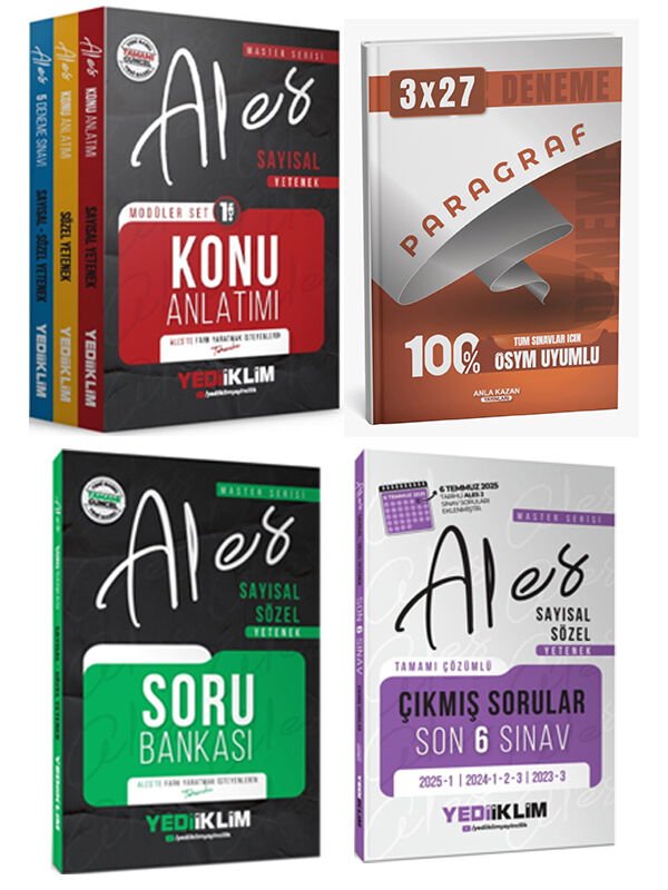 Anla Kazan + Yediiklim 2026 ALES Master Sayısal Sözel Konu + Soru + Son 6 Yıl Çıkmış + Paragraf 4lü