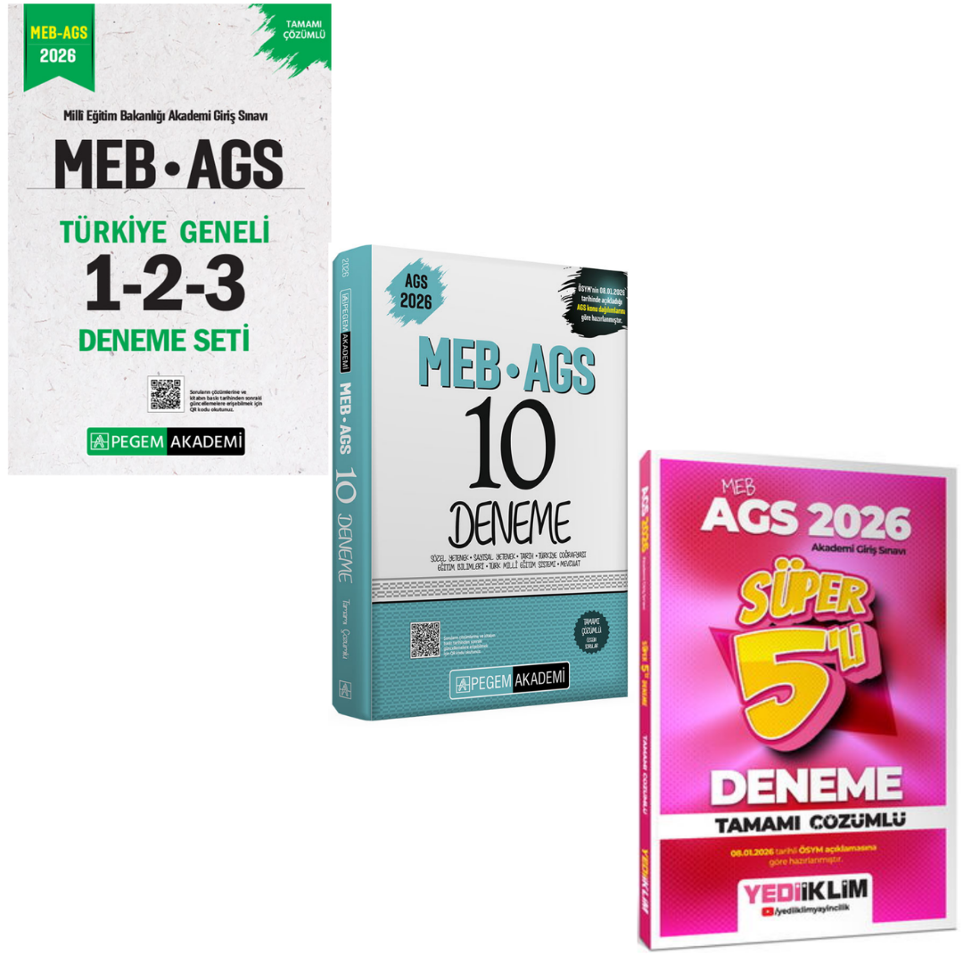 Pegem 2026 MEB AGS Türkiye Geneli 1-2-3 (3'lü Deneme Seti) & MEB AGS Deneme Süper 3'lü Set
