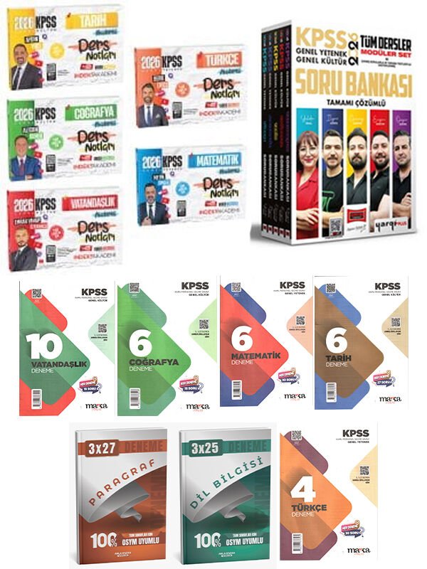 Anla Kazan 2026 KPSS GYGK İndeks Ders Notu + Yargı Soru + Marka Deneme + Paragraf Deneme 17 li Set