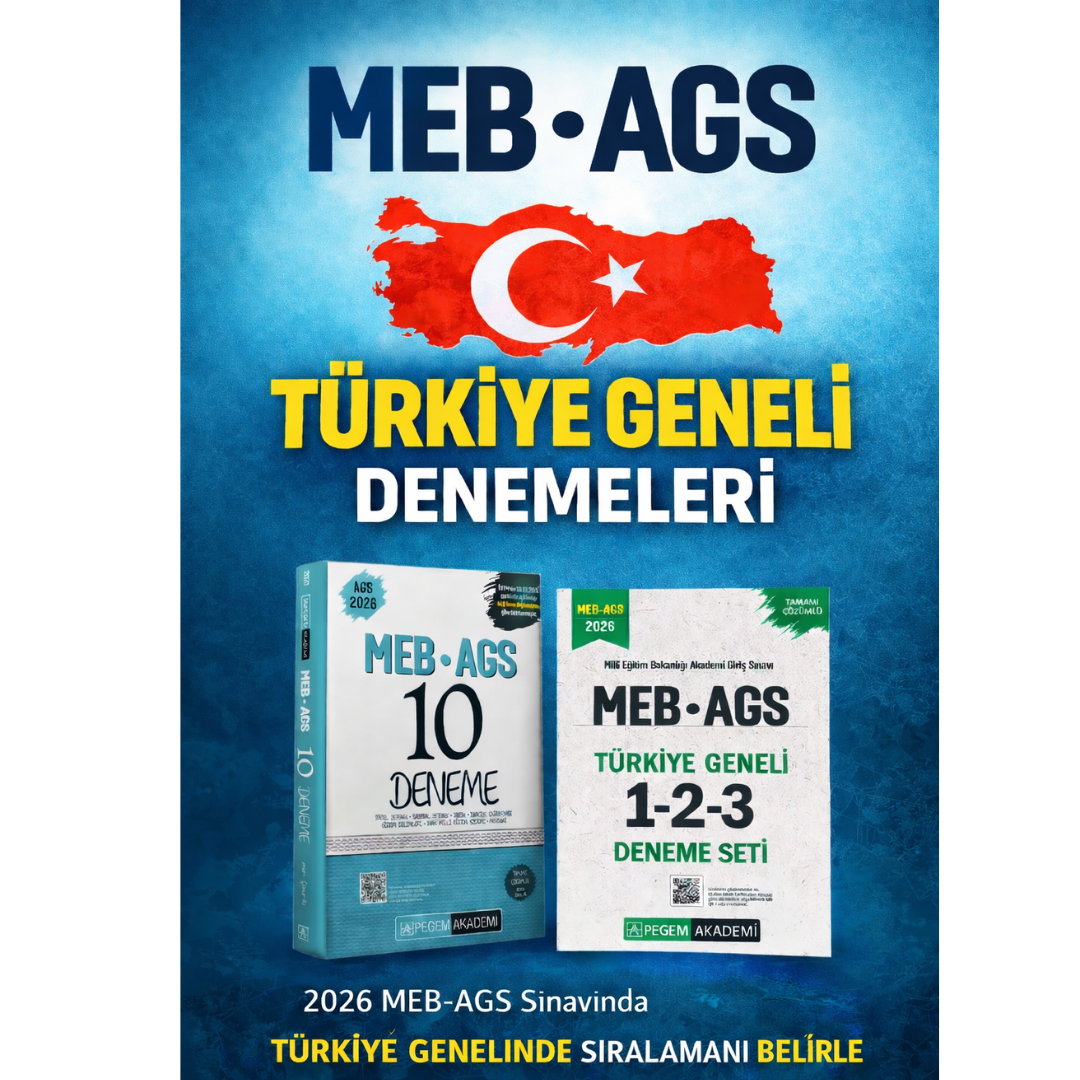 Pegem 2026 MEB AGS Türkiye Geneli 1-2-3 (3'lü Deneme Seti) & MEB AGS Tamamı Çözümlü 10 Deneme Seti