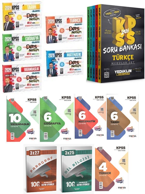 Anla Kazan 2026 KPSS GYGK Yediiklim Soru + İndeks Ders Notu + Marka Deneme + Paragraf Deneme 17 li