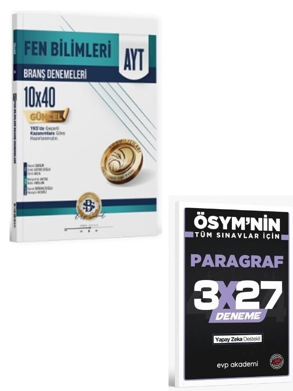BilgiSarmal 2027 AYT Fen Bilimleri 10 x 40 Branş Denemeleri+ EVP Akademi Paragraf