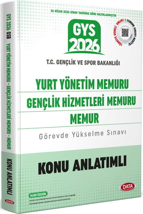 Data Yayınları 2026 GYS Gençlik Ve Spor Bakanlığı Yurt Yönetim Memuru Gençlik Hizmetleri Memuru Memur Konu Anlatımlı
