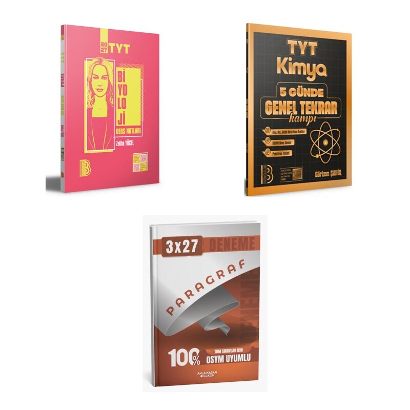 2027 Benim Hocam TYT Biyoloji + Kimya 5 Günde Genel Tekrar Kampı Konu + anla kazan paragraf deneme 3'lü Set