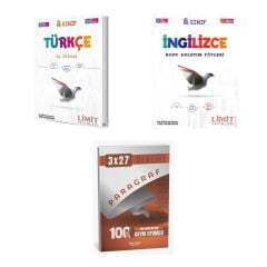 2027 Limit 8. Sınıf Türkçe El Kitabı + İngilizce Föyleri Konu + anla kazan paragraf deneme 3'lü Set