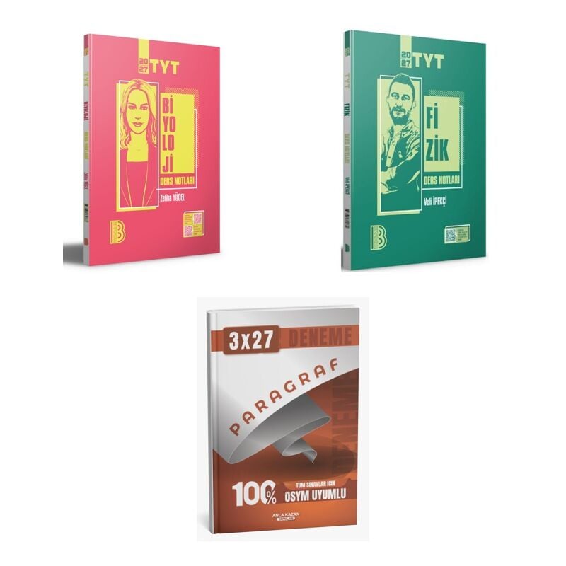 2027 Benim Hocam TYT Biyoloji + Fizik Konu + anla kazan paragraf deneme 3'lü Set