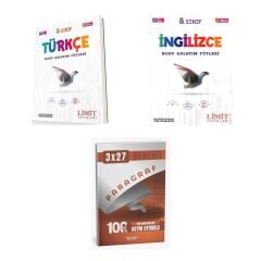 2027 Limit 8. Sınıf Föyleri Türkçe 13 Föy + İngilizce Konu + anla kazan paragraf deneme 3'lü Set