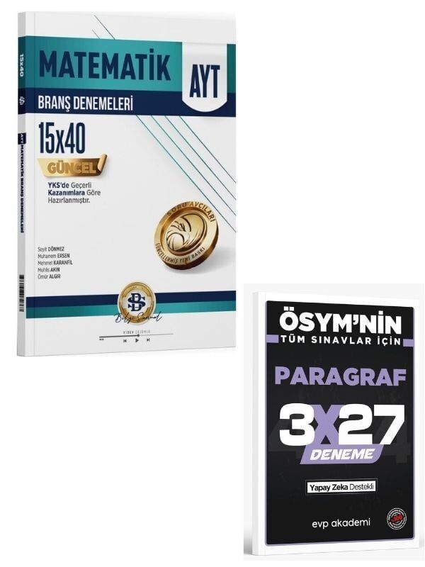 BilgiSarmal 2027 AYT Matematik 15 x 40 Branş Denemeleri+ EVP Akademi Paragraf