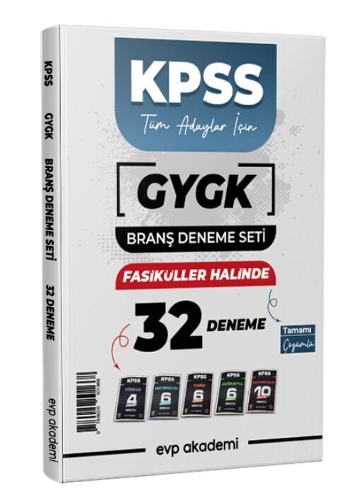 EVP Akademi KPSS Tüm Adaylar Türkçe, Matematik, Tarih, Coğrafya Vatandaşlık Tüm Dersler 32 Deneme Seti