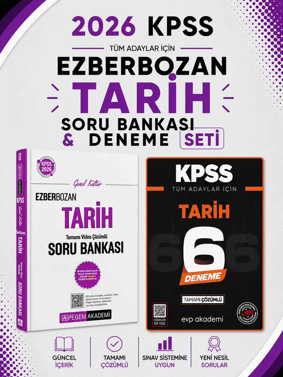 Pegem 2026 KPSS Ezberbozan Tarih Soru Bankası & KPSS Tarih 6 Deneme EVP Akademi Seti