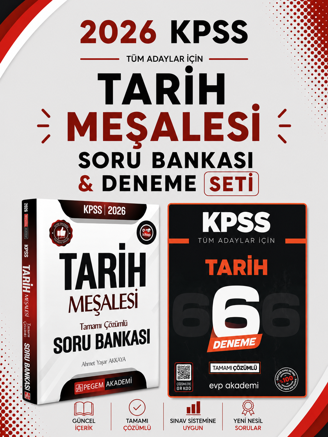 Pegem 2026 KPSS Tarih Meşalesi Soru Bankası & KPSS Tarih 6 Deneme EVP Akademi Seti