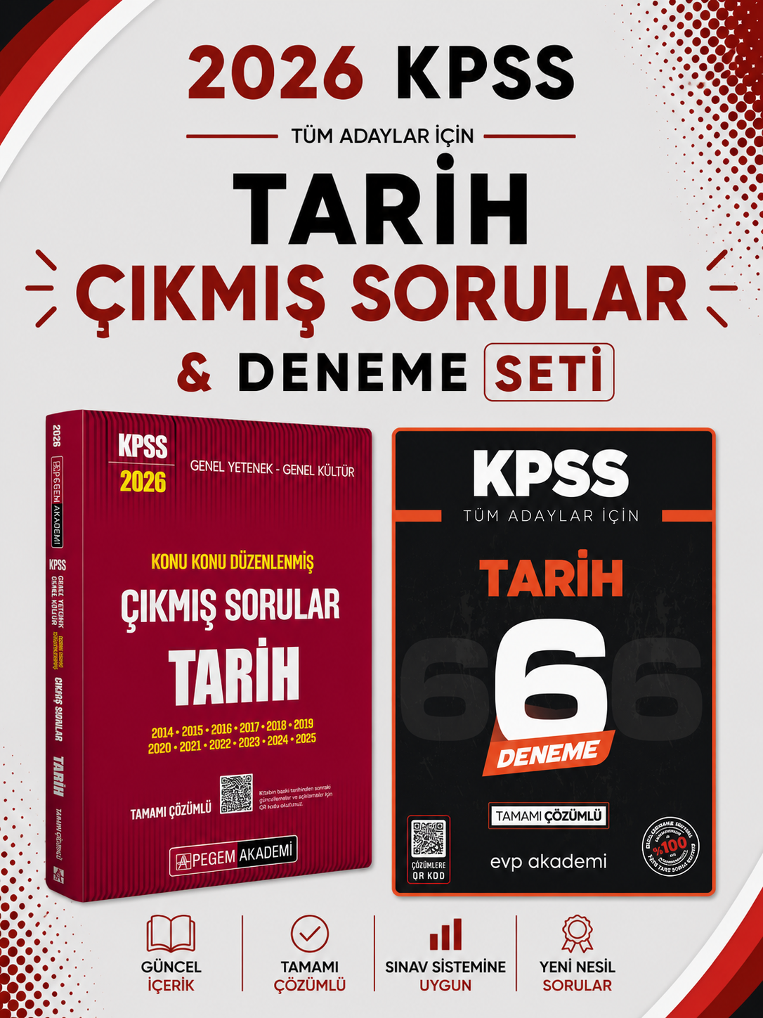 Pegem 2026 KPSS TARİH Çıkmış Sorular & KPSS Tarih 6 Deneme EVP Akademi Seti