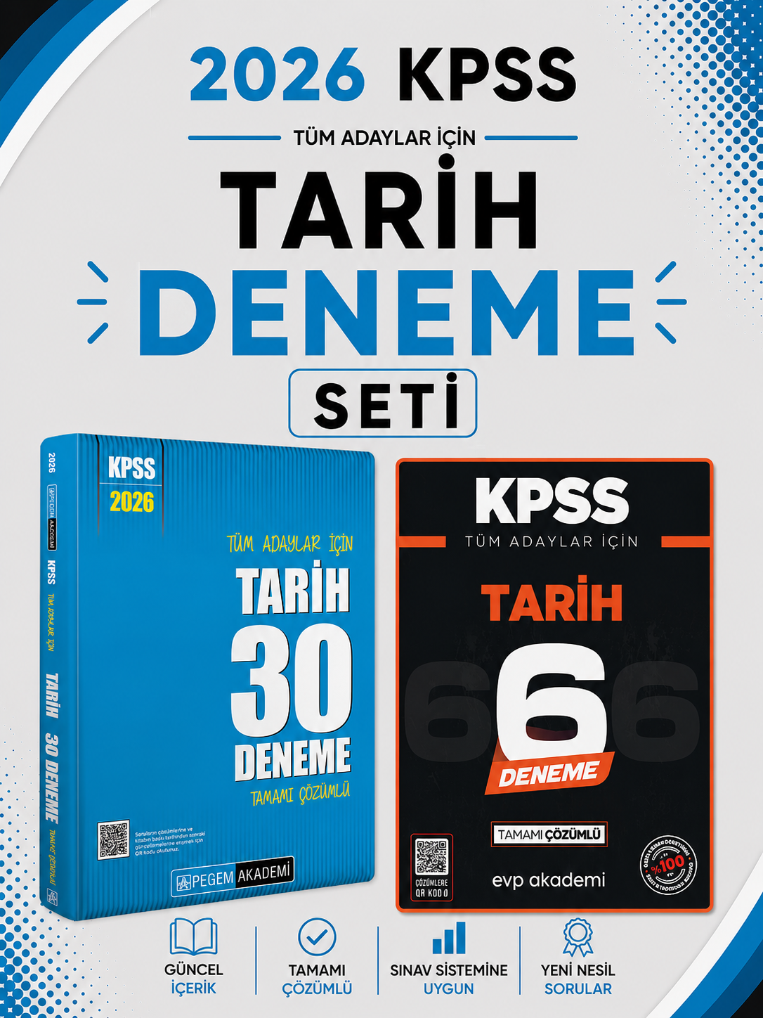 Pegem 2026 KPSS Tarih 30 Deneme & KPSS Tarih 6 Deneme EVP Akademi Seti