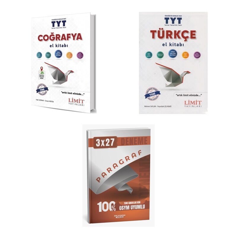 2027 Limit TYT Coğrafya + Türkçe El Kitabı + anla kazan paragraf deneme 3'lü Set