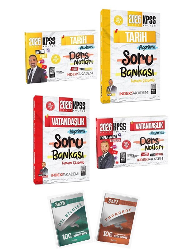 Anla Kazan + İndeks 2026 Tarih + Vatandaşlık Video Ders Notları + Soru + Anka Deneme 6 lı Set