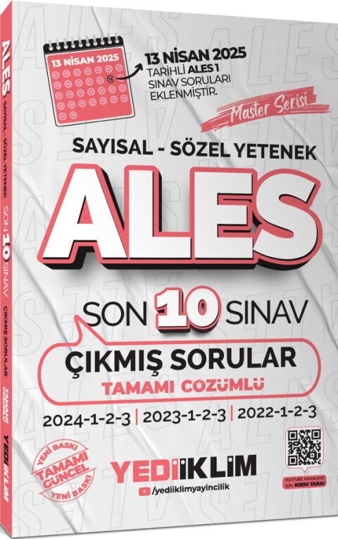 Yediiklim Yayınları ALES Master Serisi Sayısal Sözel Yetenek Tamamı Çözümlü Son 10 Sınav Çıkmış Soru
