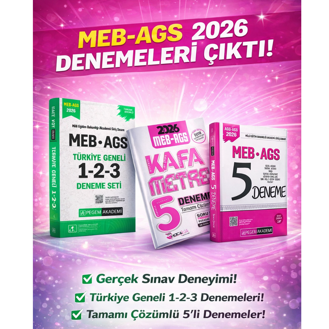 Pegem 2026 MEB AGS Türkiye Geneli 1-2-3 (3'lü Deneme Seti) & MEB AGS Tüm Dersler 5 Deneme Hoca Kafası & MEB AGS 5 Deneme Seti
