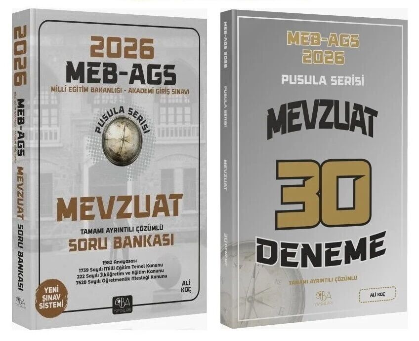 CBA Akademi 2026 MEB-AGS Mevzuat Soru Bankası + 30 Deneme 2 li Set Pusula Serisi - Ali Koç CBA Akademi