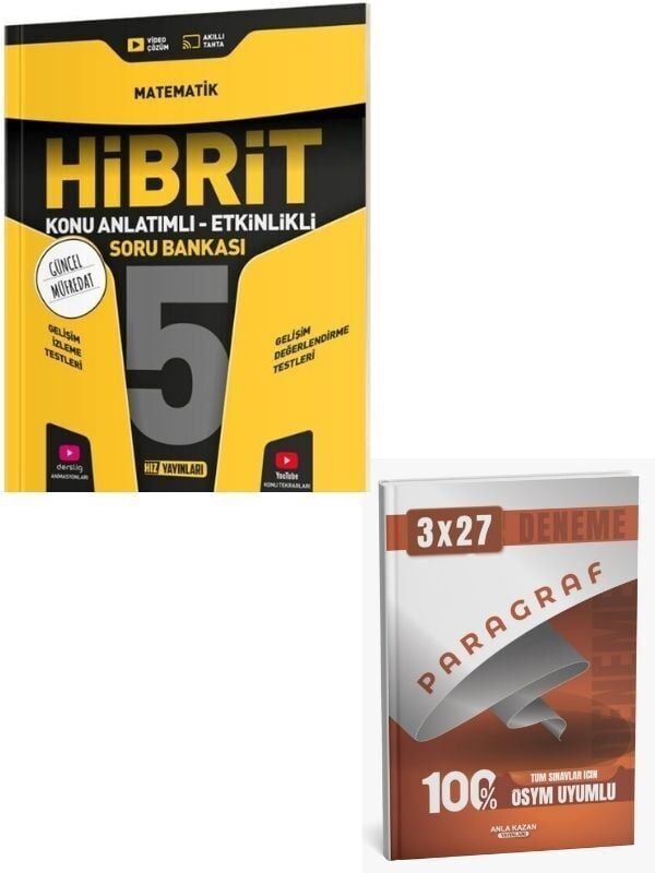 Hız Yayınları 5. Sınıf Matematik HİBRİT Konu Anlatımlı Etkinlikli Soru Bankası+ Anla Kazan Paragraf