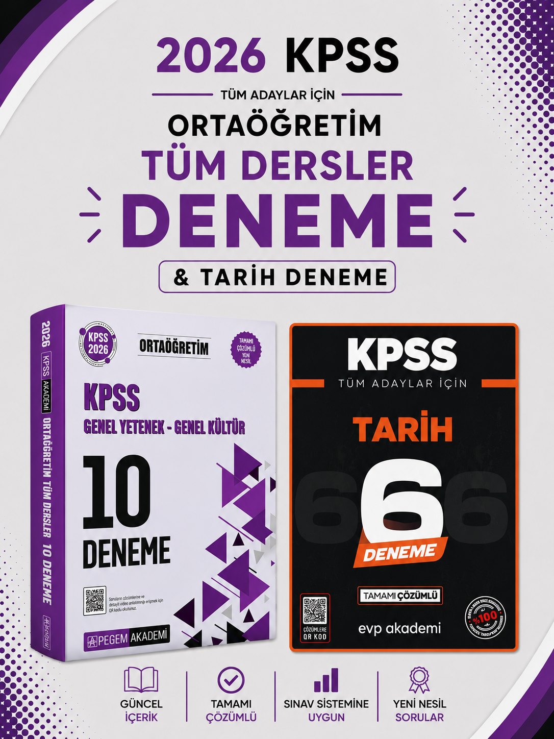 Pegem 2026 KPSS Ortaöğretim 10 Deneme & KPSS Tarih 6 Deneme EVP Akademi Seti