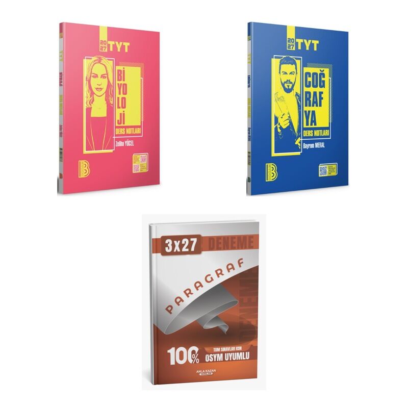 2027 Benim Hocam TYT Biyoloji + Coğrafya Konu + anla kazan paragraf deneme 3'lü Set