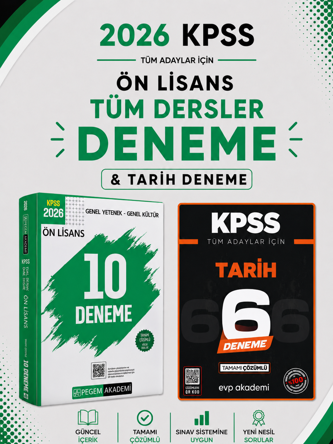 Pegem 2026 KPSS Ön Lisans 10 Deneme & KPSS Tarih 6 Deneme EVP Akademi Seti