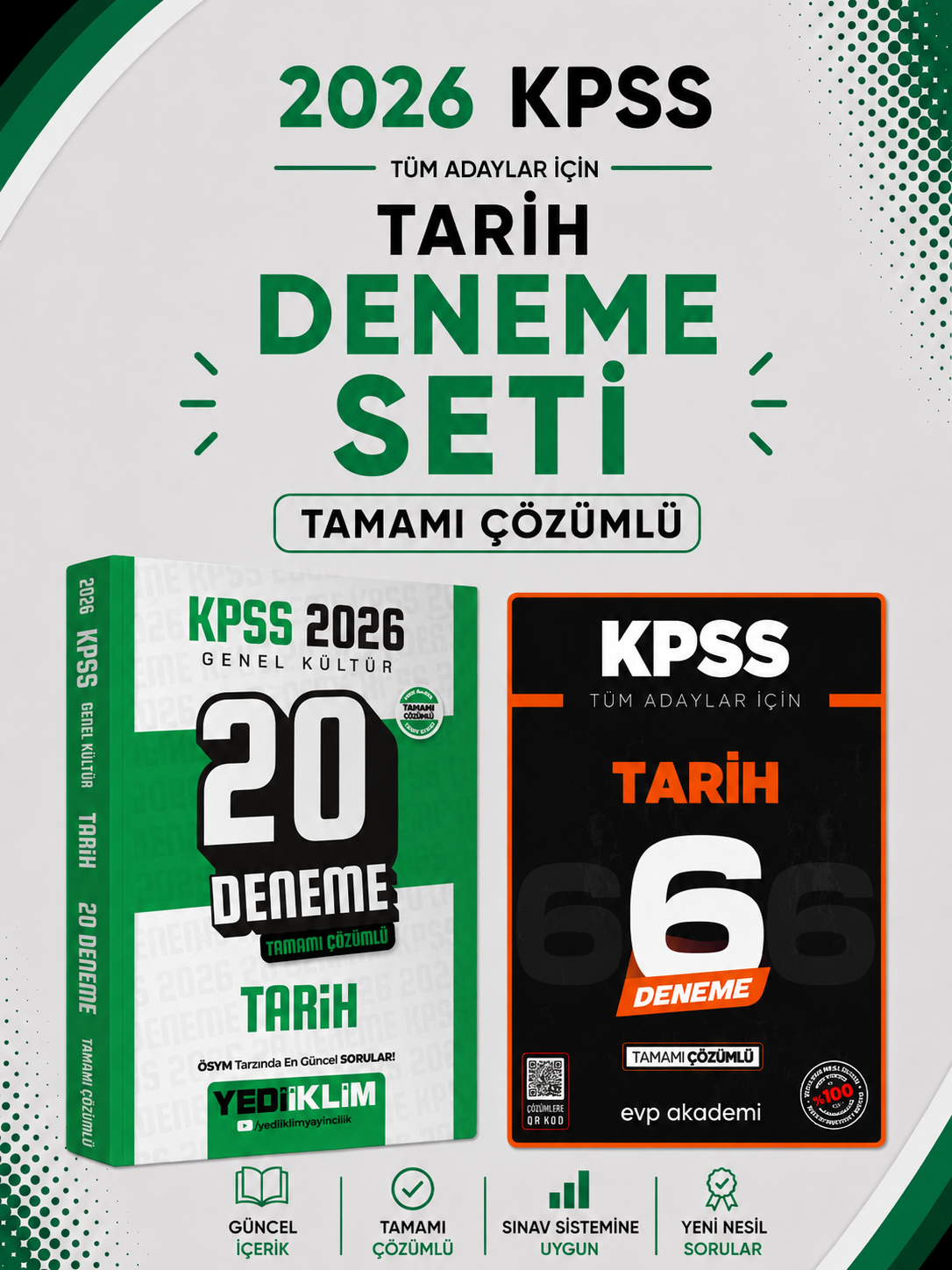 Yediiklim 2026 KPSS Tarih 20 Deneme & KPSS Tarih 6 Deneme EVP Akademi Seti