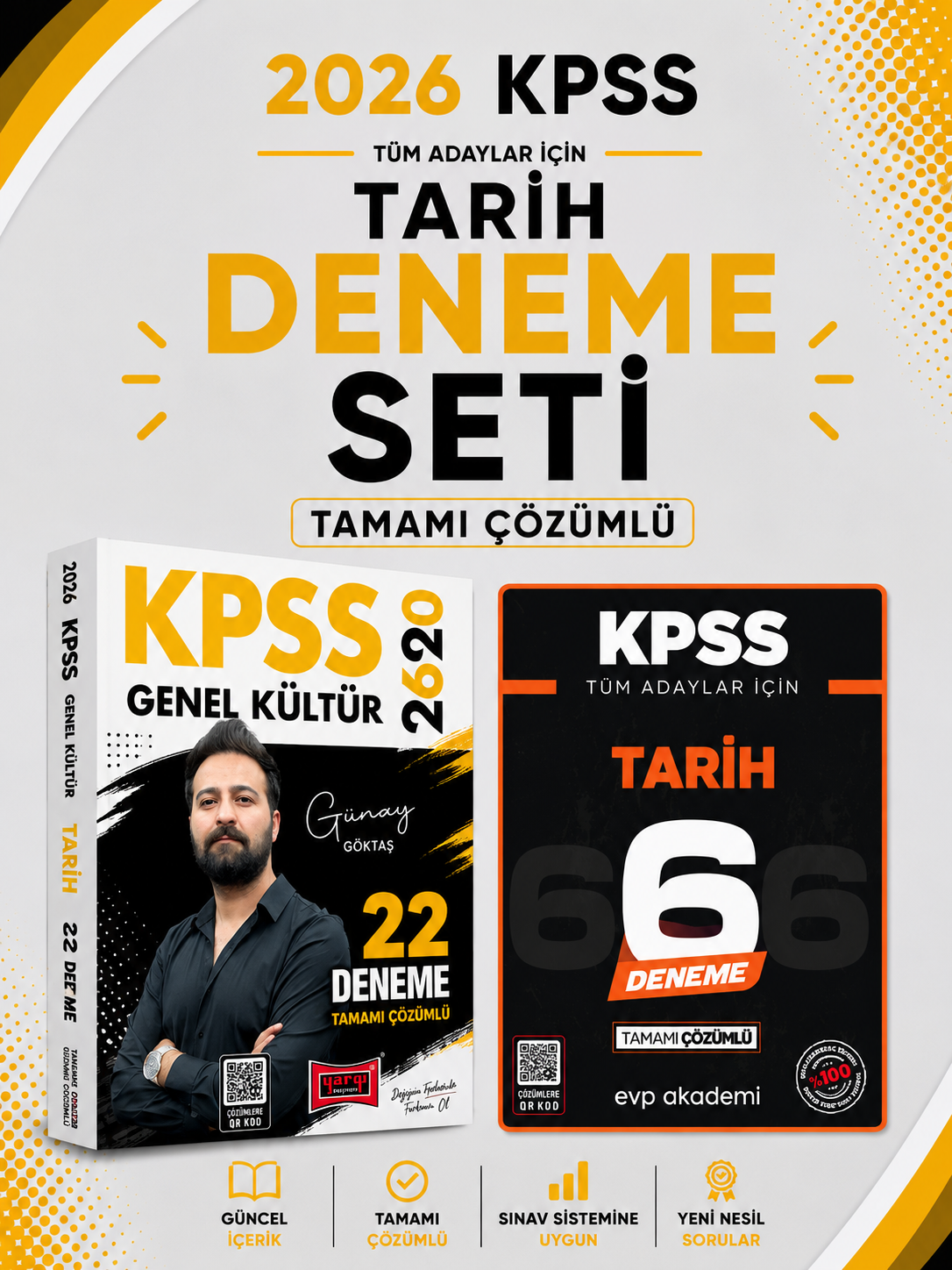 Yargı 2026 KPSS Tarih 22 Deneme & KPSS Tarih 6 Deneme EVP Akademi Seti