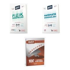 2027 Limit AYT Fizik 25 x 14 + Matematik 15x40 Video Çözümlü Deneme + anla kazan paragraf deneme 3'lü Set