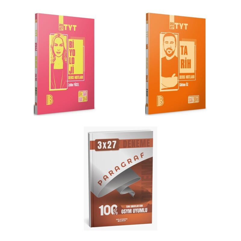 2027 Benim Hocam TYT Biyoloji + Tarih Konu + anla kazan paragraf deneme 3'lü Set