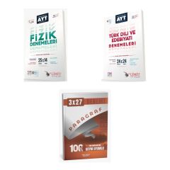 2027 Limit AYT Fizik 25 x 14 + Edebiyat Türk Dili ve Edebiyatı 24X24 Deneme + anla kazan paragraf deneme 3'lü Set