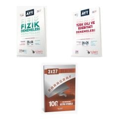 2027 Limit AYT Fizik 25 x 14 + Edebiyat Türk Dili ve Edebiyatı 24X24 Deneme + anla kazan paragraf deneme 3'lü Set