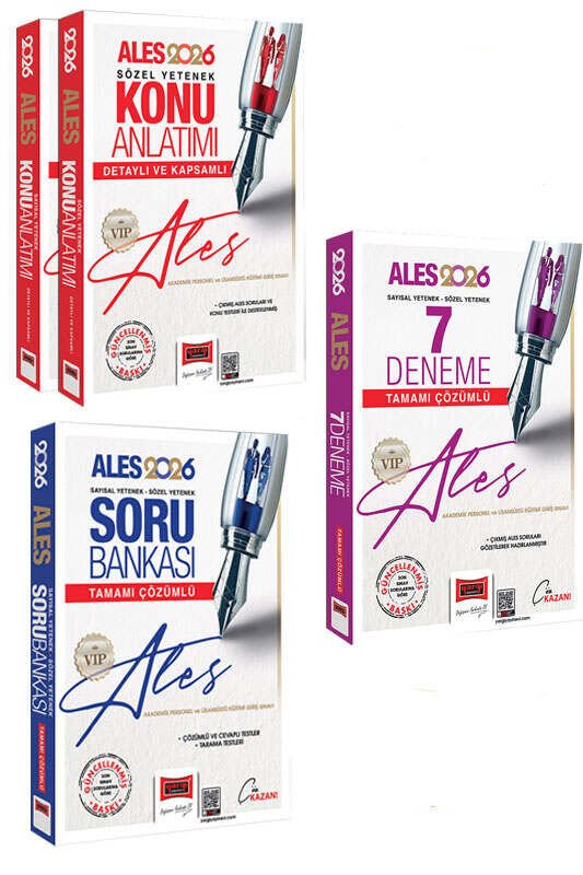 Yargı Yayınları 2026 ALES VIP Sayısal-Sözel Yetenek Konu - Soru Bankası - 7 Deneme Seti (3 Kitap)