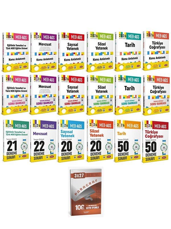 Data 2026 MEB-AGS Tüm Dersler Konu + Soru Bankası + 183 Deneme 18 li Set Anla Kazan Paragraf