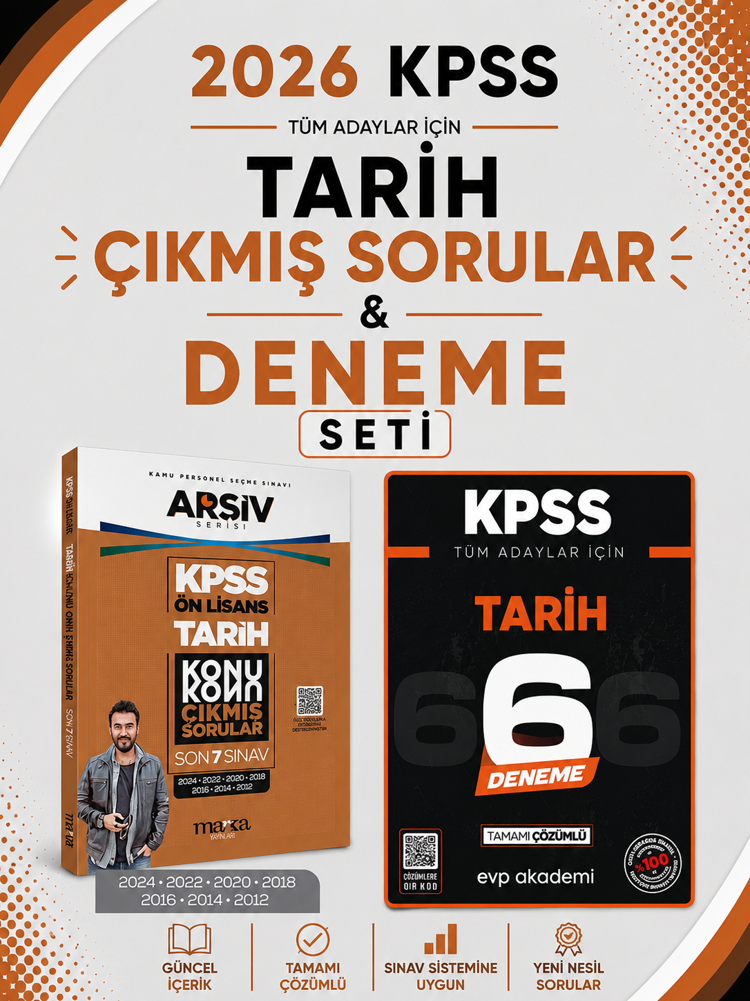 Marka 2026 KPSS Tarih Tüm Sınavlar Çıkmış Sorular & KPSS Tarih 6 Deneme EVP Akademi Seti