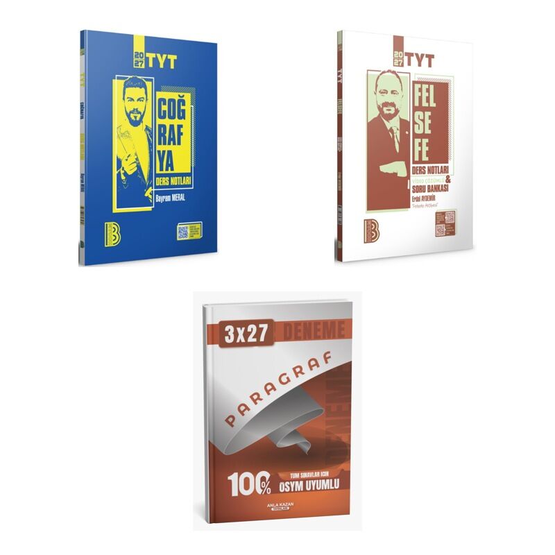 2027 Benim Hocam TYT Coğrafya + Felsefe ve Tamamı Video Çözümlü Konu + anla kazan paragraf deneme 3'lü Set
