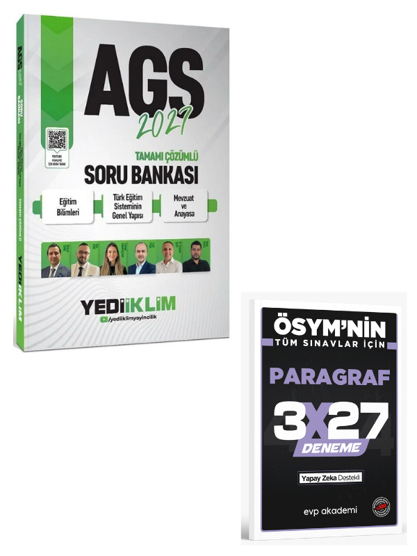 Yediiklim 2027 MEB-AGS Eğitim Bilimleri, Türk Eğitim Sisteminin Genel Yapısı, Mevzuat ve Anayasa Soru Bankası Çözümlü+Anla Kazan Paragraf