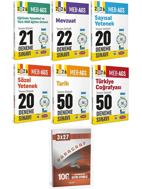 Data 2026 MEB-AGS Tüm Dersler 183 Deneme 6 lı Set Anla Kazan Paragraf
