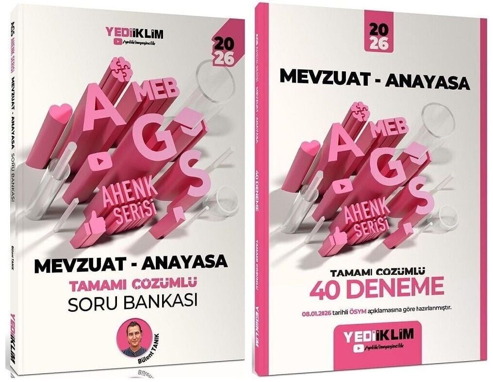 YENİ AGS - Yediiklim 2026 MEB-AGS Mevzuat - Anayasa Soru Bankası + 40 Deneme Ahenk Serisi 2 li Set - Bülent Tanık Yediiklim Yayınları