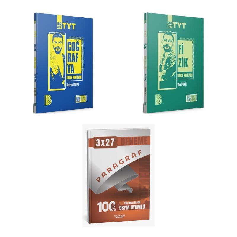 2027 Benim Hocam TYT Coğrafya + Fizik Konu + anla kazan paragraf deneme 3'lü Set
