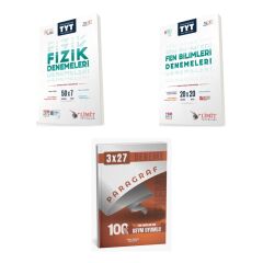 2027 Limit TYT Fizik 50 li + Fen Bilimleri 20 x 20 Deneme + anla kazan paragraf deneme 3'lü Set