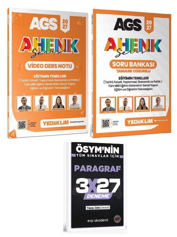 Yediiklim 2027 MEB-AGS Eğitimin Temelleri Video Ders Notu + Soru Bankası 2 li Set Ahenk Serisi+Anla Kazan Paragraf