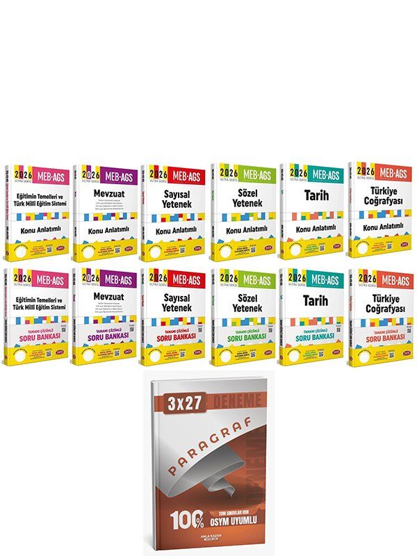Data 2026 MEB-AGS Tüm Dersler Konu + Soru Bankası 12 li Set Anla Kazan Paragraf