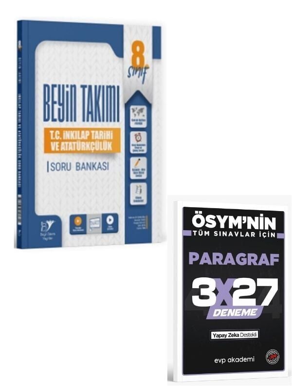 BeyinTakımı 2027 8. Sınıf T.C. İnkılap Tarihi ve Atatürkçülük Soru Bankası+ EVP Akademi Paragraf