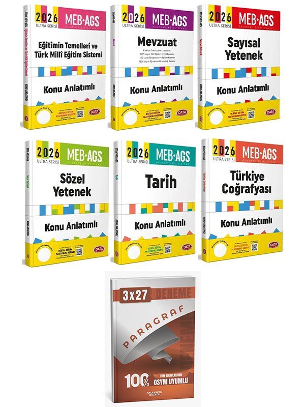 Data 2026 MEB-AGS Tüm Dersler Konu Anlatımlı Ultra Serisi 6 lı Set Anla Kazan Paragraf