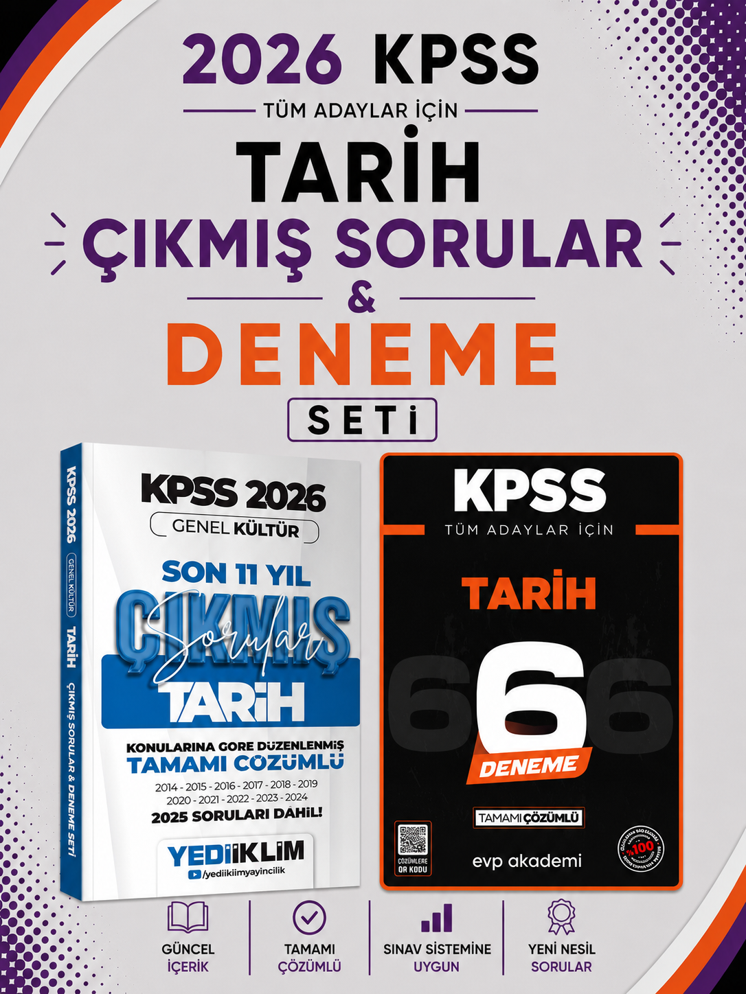 Yediiklim 2026 KPSS Tarih Tüm Sınavlar Çıkmış Sorular & KPSS Tarih 6 Deneme EVP Akademi Seti