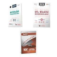 2027 Limit TYT Biyoloji 50x6 + Türkçe Dil Bilgisi 60 Deneme Deneme + anla kazan paragraf deneme 3'lü Set