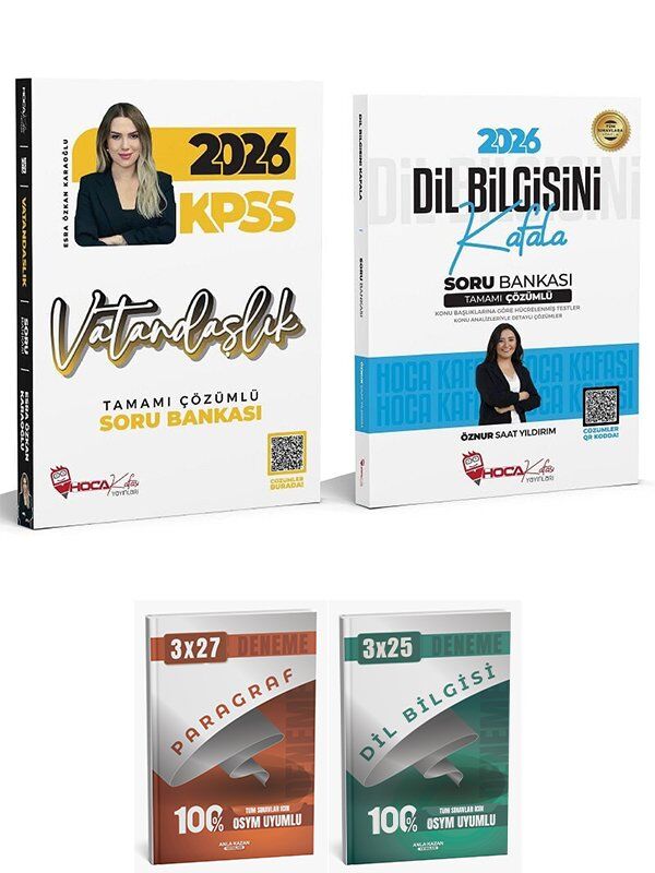 Anla Kazan + Hoca Kafası 2026 KPSS Vatandaşlık + Dil Bilgisi Soru Bankası 2 li Set - Esra Özkan Karaoğlu, Öznur Saat Yıldırım Anla Kazan + Hoca Kafası Yayınları