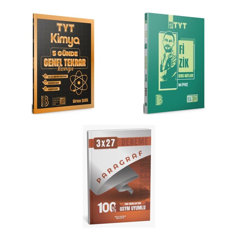 2027 Benim Hocam TYT Kimya 5 Günde Genel Tekrar Kampı + Fizik Konu + anla kazan paragraf deneme 3'lü Set