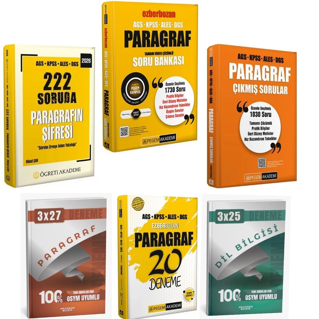 Pegem 2026 KPSS AGS Paragraf Soru Bankası + Paragraf Deneme + Paragraf Çıkmış Sorular Süper Set